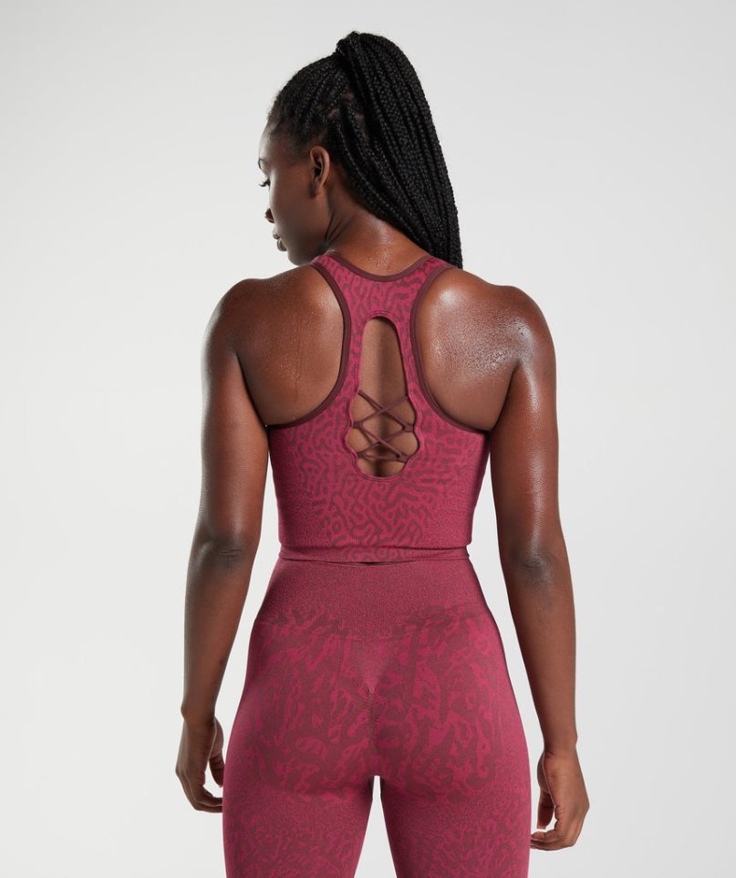 Women's Gymshark Adapt Animal Seamless Crop Tanks Fuchsia | CA A07351